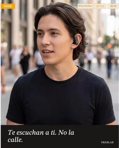 Vista 8 de TREBLAB Auriculares inalámbricos X4 con ganchos para los oídos, batería 253H, micrófono ENC, Bluetooth 5.4, funda de carga USB-C, IPX5 impermeable