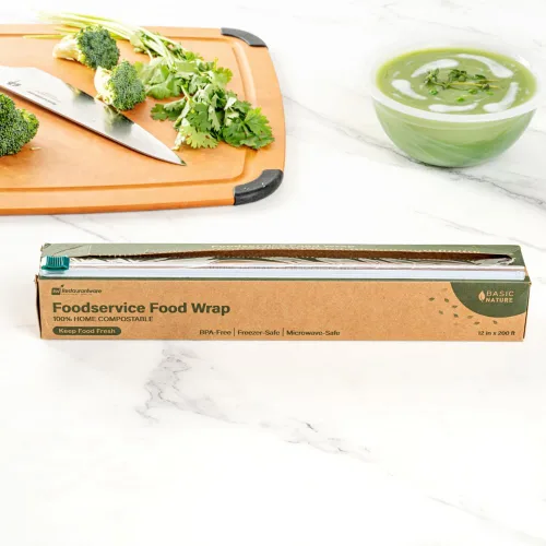 Vista 5 de Restaurantware-Basic Nature - Envoltura de alimentos de 12 x 200 pies, 1 envoltura adhesiva para microondas - con cortador deslizante integrado