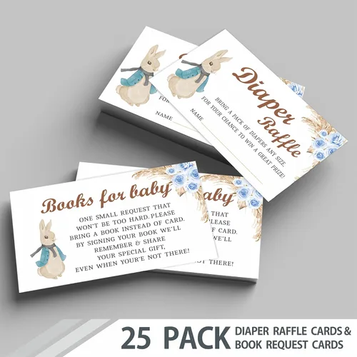 Vista 4 de Juego de 25 invitaciones para baby shower con sobres, boletos para rifas de pañales y tarjetas de solicitud de libro de baby shower, fiesta de baby