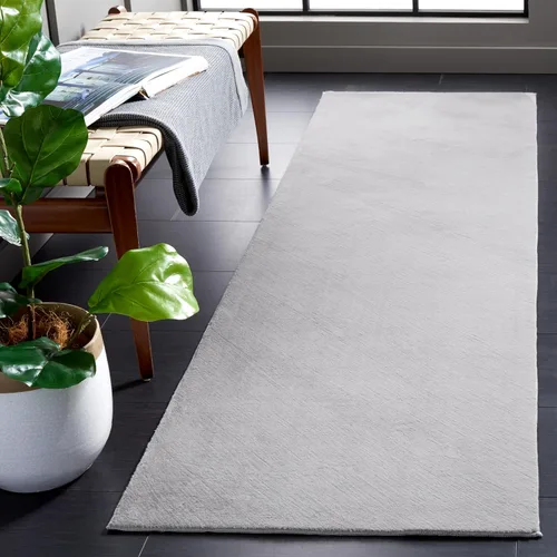 Vista 19 de SAFAVIEH Alfombra lavable, colección de pelo sintético de conejo, 4 x 6 pies, color plateado, antideslizante y fácil de limpiar, pelo grueso ultra
