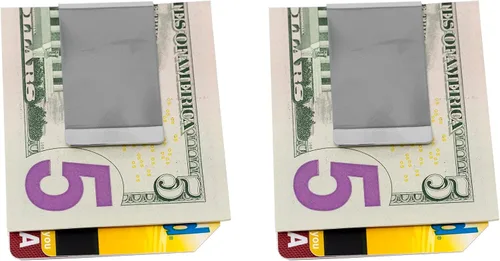 Vista 3 de Stephanie Imports Clip de dinero en caja de doble cara de acero inoxidable (juego de 2)
