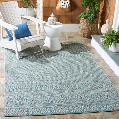 Vista 9 de SAFAVIEH Alfombra lavable al aire libre, colección Courtyard - 2'3" x 5', gris y negro, no desprende pelusa y fácil limpieza, ideal para patio