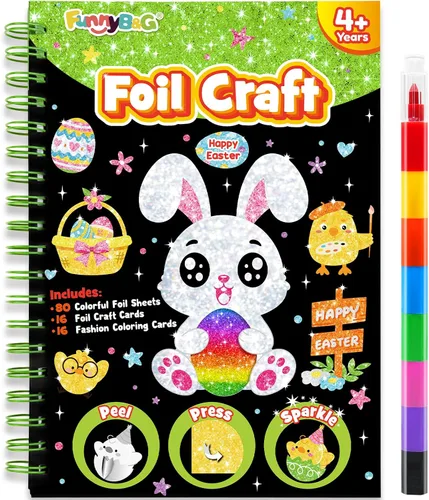 Vista 34 de FUNNYB&G Arte en papel de aluminio para niños - Manualidades de Navidad, regalos de fiesta, rellenos de calcetines para niños, suministros de arte