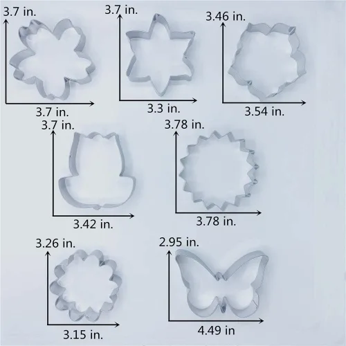 Vista 3 de LILIAO Juego de cortadores de galletas de flores, 7 piezas, diseño de lirio, margarita, girasol, flores de cerezo, tulipán, flores kapok y galletas