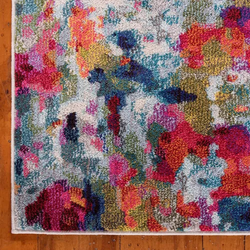 Vista 12 de Unique Loom Chromatic Collection - Alfombra de área Joyous (2 pies 7 pulgadas x 12 pies, color azul y multicolor)