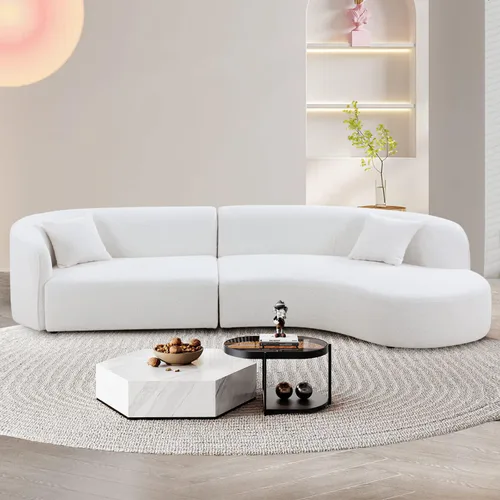 Vista 7 de Sofá seccional, sofá grande y moderno de 126 pulgadas, cómodo sofá de tapicería Cloud Boucle con diván para sala de estar, sofá orientado a