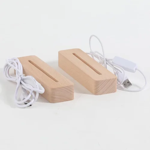 Vista 2 de Suministros para manualidades de arcilla de molde de resina, 2 bases LED rectangulares de madera de 6 pulgadas, 1 luz blanca + 1 luz de varios