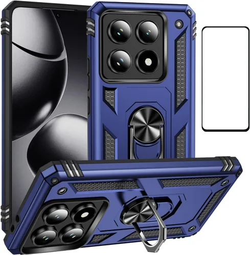 Vista 37 de Funda para Xiaomi POCO X3 NFC /X3 Pro con protector de pantalla, armadura de protección militar híbrida resistente a prueba de golpes, funda Negro