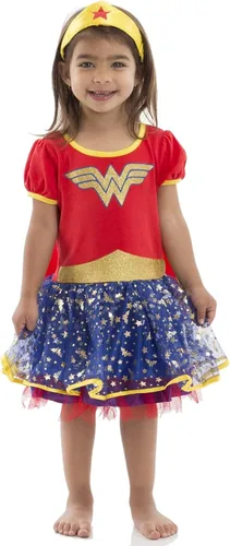 Vista 4 de DC Comics - Vestido de disfraz de tul para mujer y niña de la Liga de la Justicia de la Justicia conjunto de 3 piezas para bebés a niños grandes