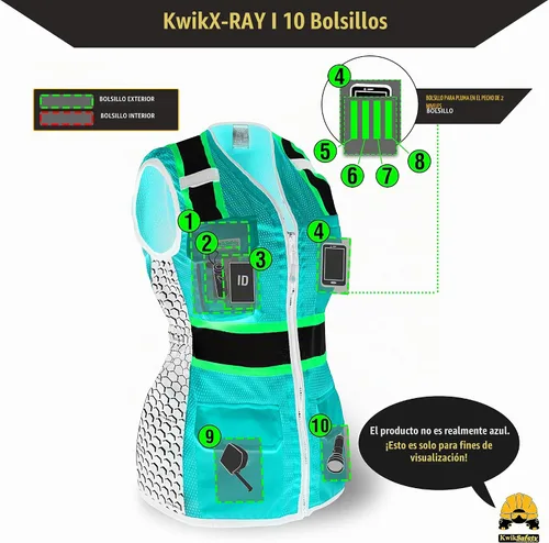 Vista 6 de KwikSafety - Charlotte, NC - Chaleco de seguridad para mujer, tiras reflectantes de alta visibilidad, cumple con ANSI y OSHA