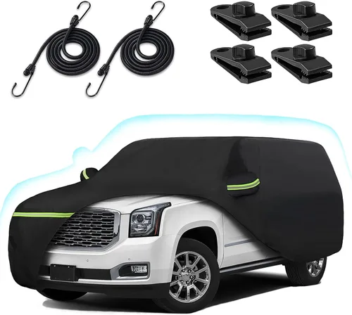 Vista 8 de Funda de automóvil de 6 capas para Hummer H2 SUV 2002-2009, 210T, impermeable, sol, lluvia, UV, polvo, nieve, protección al aire libre, H2, cubierta