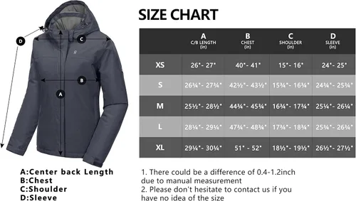 Vista 8 de Little Donkey Andy Chaqueta impermeable de esquí y snowboard para mujer, abrigo cálido resistente al viento con capucha desmontable