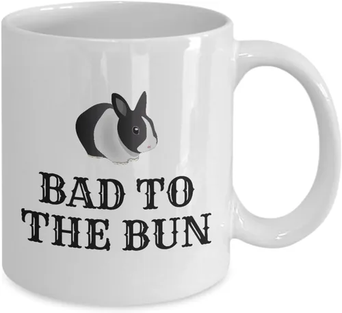 Vista 2 de Funny rabbit – taza, diseño de conejo amante regalo – Mascota Conejo propietario regalo – Malo hasta el moño – conejo juego de palabras, 11onza