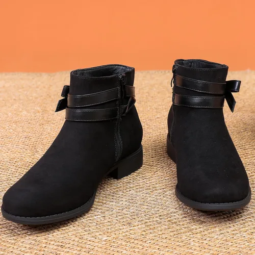 Vista 5 de Luoika Botines anchos para mujer, botines de invierno extra anchos con cremallera lateral y tacón bajo.