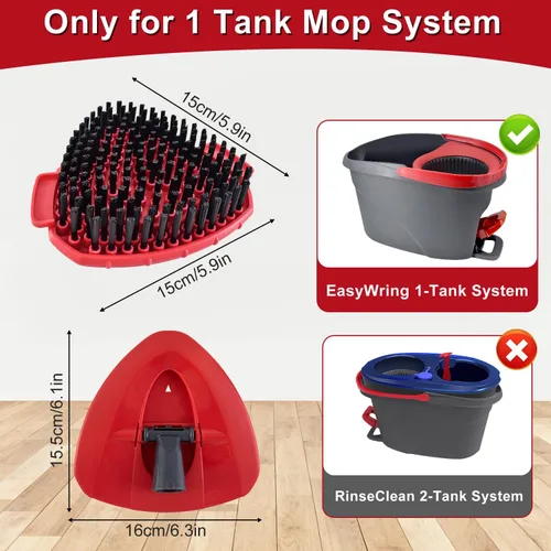 Vista 5 de Paquete de 2 cabezales de repuesto de cepillo de fregado compatibles con el sistema O Cedar Easywring de 1 tanque, 2 piezas de trapeador giratorio