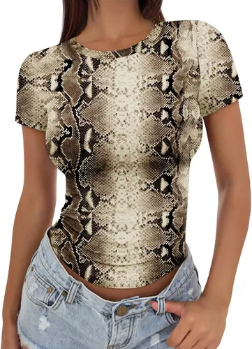 Vista 11 de Trendy Queen - Camisetas básicas para mujer, camisetas de verano, manga corta, ajustadas, linda ropa de entrenamiento para gimnasio Blanco
