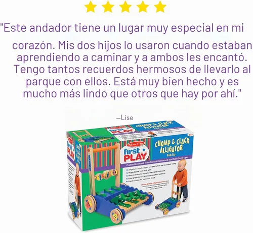 Vista 6 de Juguete para empujar de cocodrilo Melissa & Doug Deluxe Chomp and Clack, Estándar, talla única , Multicolor