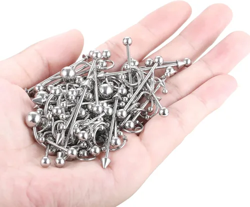 Vista 7 de Xpircn Kit de 150 piercings de acero inoxidable para labios, nariz, lengua, tragus, cartílago, daith, cejas, ombligo, ombligo, piercing