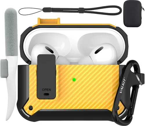 Vista 51 de Valkit Funda para Airpods Pro 2 con cerradura, funda militar de cuerpo completo para AirPod Pro rígida con llavero, funda para Airpods Pro de 2ª/1ª