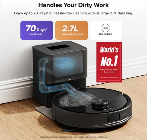 Vista 2 de roborock Robot aspirador y trapeador Q10 S5+, succión de 10,000 Pa, mejorado desde Q8 max+, 70 días de autovaciado, evita obstáculos, trapeador