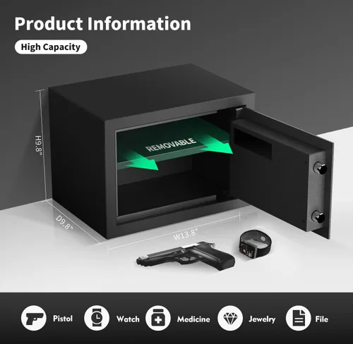 Vista 3 de Caja fuerte electrónica AEGIS de 0,8 pies cúbicos - Caja fuerte de seguridad con teclado digital para el hogar/oficina, caja de efectivo de acero
