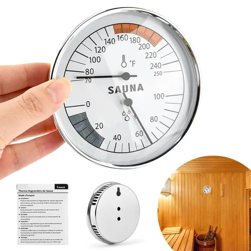 Vista 2 de Termómetro e higrómetro de sauna, termómetro higrómetro 2 en 1 Fahrenheit para sala de sauna, medidor portátil de temperatura y humedad para monitor