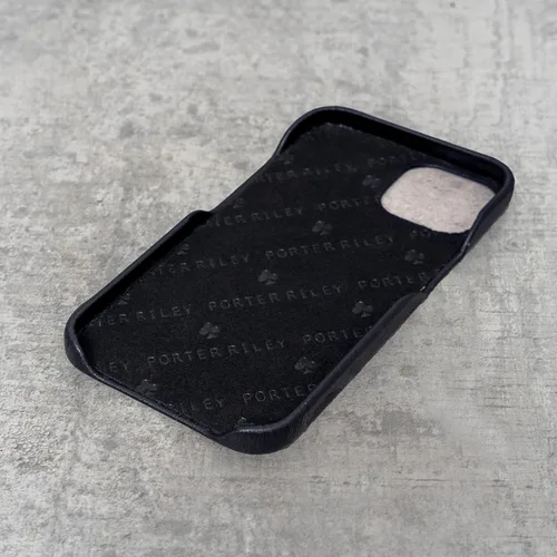 Vista 4 de Porter Riley - Funda de cuero para iPhone 11 (6.1"). Funda de cuero genuino premium Slimline Trasera (negro)