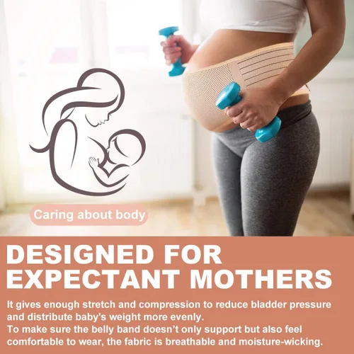 Vista 3 de SIYWINA Cinturón de maternidad Cinturón de apoyo para embarazo, banda de apoyo abdominal, correa de apoyo abdominal para el vientre y la espalda