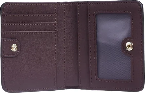 Vista 4 de Gostwo - Cartera compacta de piel genuina de lujo para mujer con bloqueo de RFID y ventana de identificación