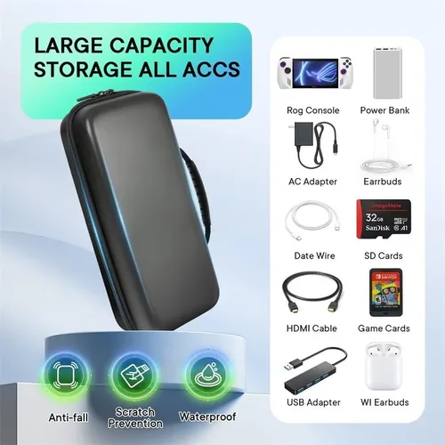 Vista 2 de Gepicest Rog Ally Case Compatible with ASUS Rog Ally Handheld Console Gaming Accessories Carrying Bag Fit Original Charger Dock w Hard EVA Game