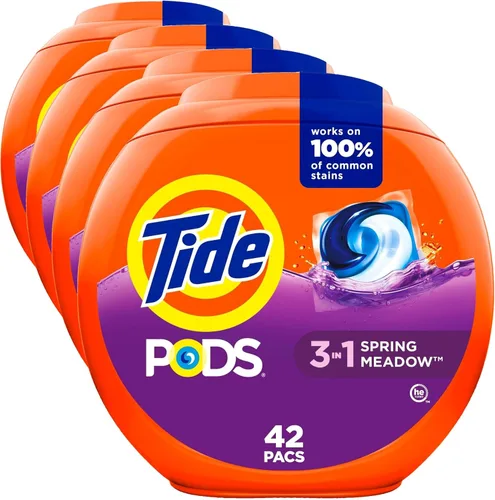 Vista 43 de Tide PODS cápsulas de detergente para lavandería, removedor de manchas 3 en 1, combatiente de olores, protector de color, 76 unidades, compatible