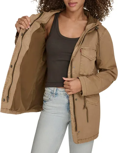 Vista 6 de Levi's Women's Four Pocket Hooded Military Jacket Algodón Camel