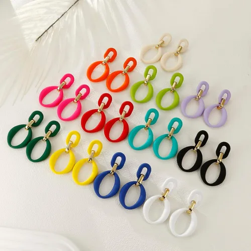 Vista 6 de Aretes rectangulares de acrílico, cuadrados acrílicos, ovalados, aretes de gota para mujer