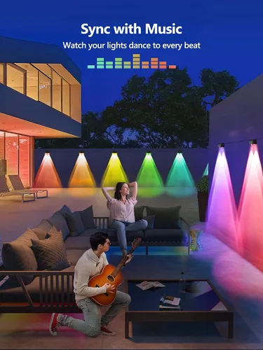 Vista 7 de Brizled RGBCW - Luces de valla inteligentes, luces de cubierta para exteriores con aplicación y control de voz, iluminación de valla que cambia