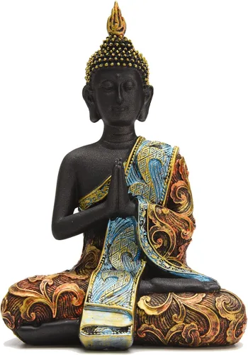 Vista 7 de BRASSTAR Resina tailandés sentado Buda Estatua asiática suerte riqueza