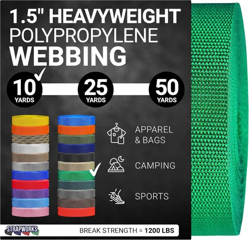 Vista 54 de Strapworks Heavyweight Polypropylene Webbing - Heavy Duty Poly Strapping for Outdoor DIY Gear Repair, 1.5 Inches