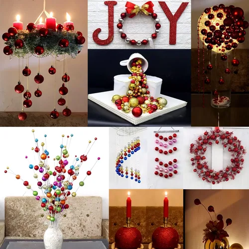 Vista 5 de Bolas de Navidad adornos de 60 a 70 unidades para árbol de Navidad, surtido de bolas de Navidad inastillables, juego de adornos de bolas de Navidad