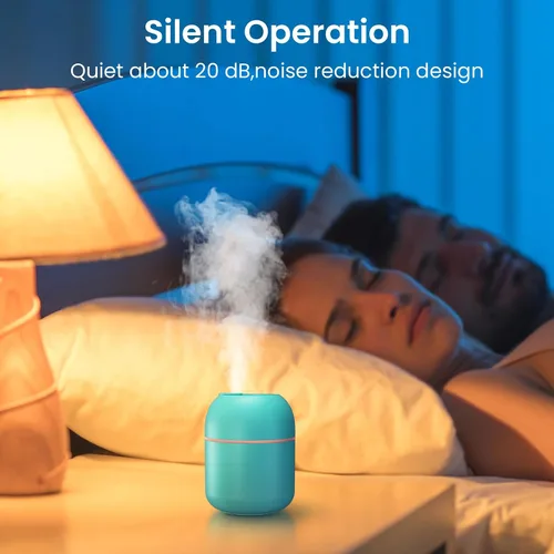 Vista 4 de Humidificador pequeño portátil, humidificador de escritorio personal USB para automóvil, oficina, dormitorio, apagado automático, 2 modos de niebla