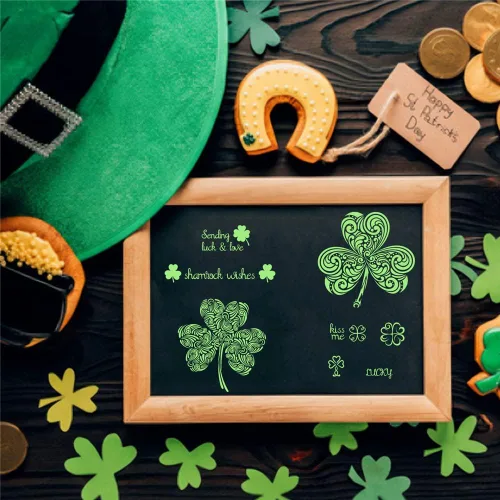 Vista 6 de Sellos transparentes de CRASPIRE para el día de San Patricio Hoja de trébol Sellos transparentes para álbum de recortes para hacer tarjetas DIY