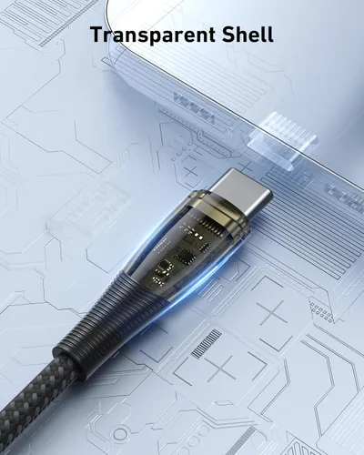 Vista 4 de BENFEI Paquete de 3 cables USB C a USB C de 100 W de 3.3 pies, carga rápida transparente para iPhone 17/16/15 Pro Max, iPad, MacBook, Samsung Galaxy