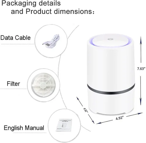 Vista 8 de MELEDEN Purificador de aire para el hogar con filtros HEPA verdaderos, purificadores de aire portátiles de bajo ruido con luz nocturna, limpiador