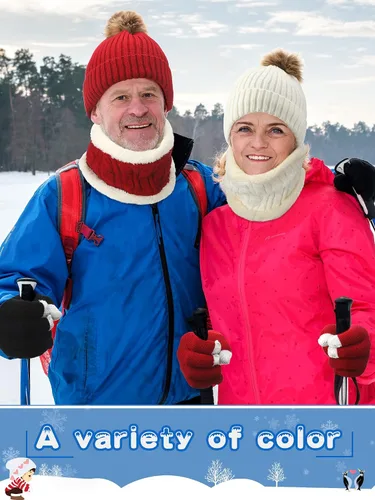 Vista 4 de Eurzom Juego de 12 gorros y bufandas para mujer, gorro para clima frío, forro interior de satén, forro polar, guantes de punto para mujeres y niñas