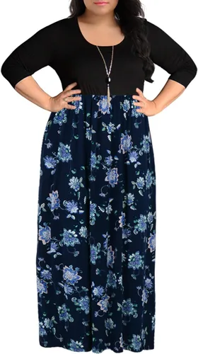 Vista 2 de Nemidor Vestido largo casual de manga larga con estampado de cheurón para mujer, talla grande, con bolsillo