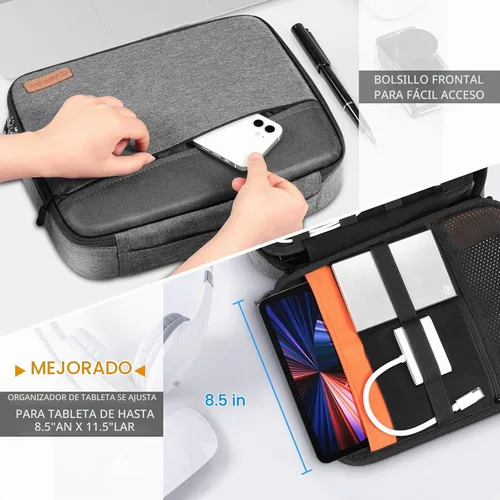 Vista 3 de FINPAC Bolsa organizadora electrónica para cable/cable/cargador/USB/tarjeta Negro y gris