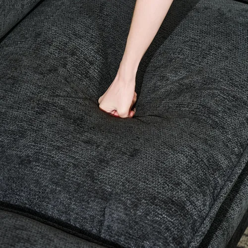 Vista 6 de Sofá modular convertible seccional, sofá de 4 asientos en forma de L con diván reversible, sofá de nube de asiento profundo, sofá cama 3 en 1, tela