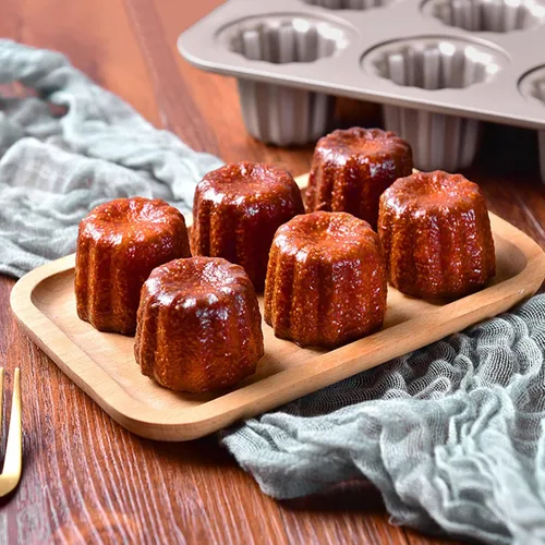 Vista 6 de Molde de canele antiadherente para magdalenas, molde de acero al carbono, bandeja para hornear pasteles franceses, 6 tazas para hacer mini pan