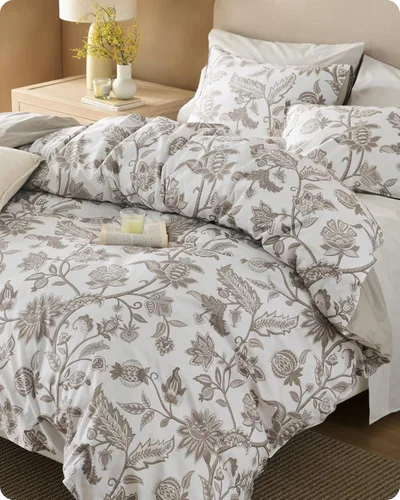 Vista 18 de Bedsure - Juego de funda de edredón para cama individual - Juego de funda de edredón reversible de flores de algodón 100 % con cierre de cremallera