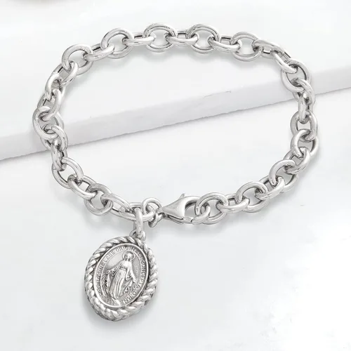 Vista 3 de Ross-Simons Pulsera italiana de plata de ley milagrosa, Plata de ley, no conocido
