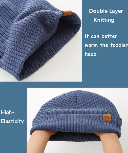 Vista 4 de Moon Kitty 2 piezas Gorro de bebé suave Gorro de bebé cálido de punto Gorro de invierno para bebé para niños