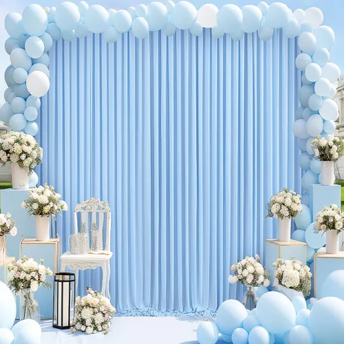 Vista 13 de Paneles de cortinas de fondo negras de 10 pies x 10 pies para fiestas, fiestas de cumpleaños, sin arrugas, cortinas de telón de fondo de tela